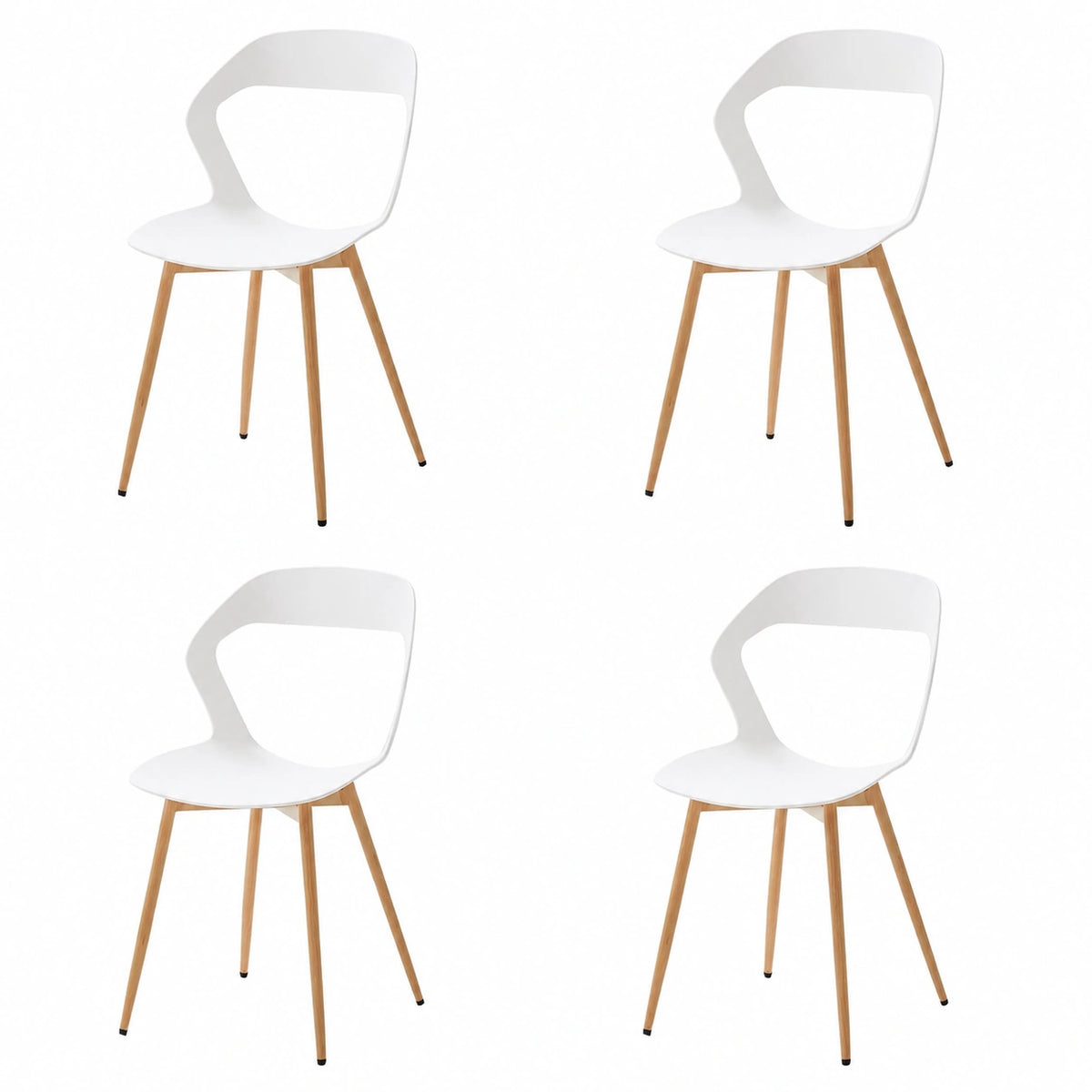 Chaise, en métal, coloris blanc et naturel, pour la salle à manger ou la cuisine