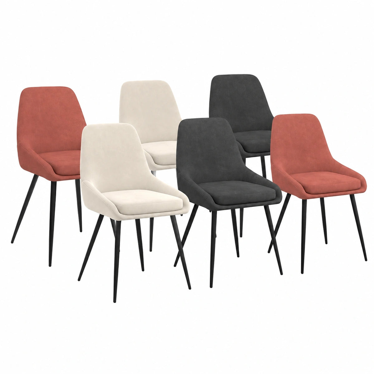 Chaise, en velours, coloris gris et beige, pour la salle à manger ou la cuisine