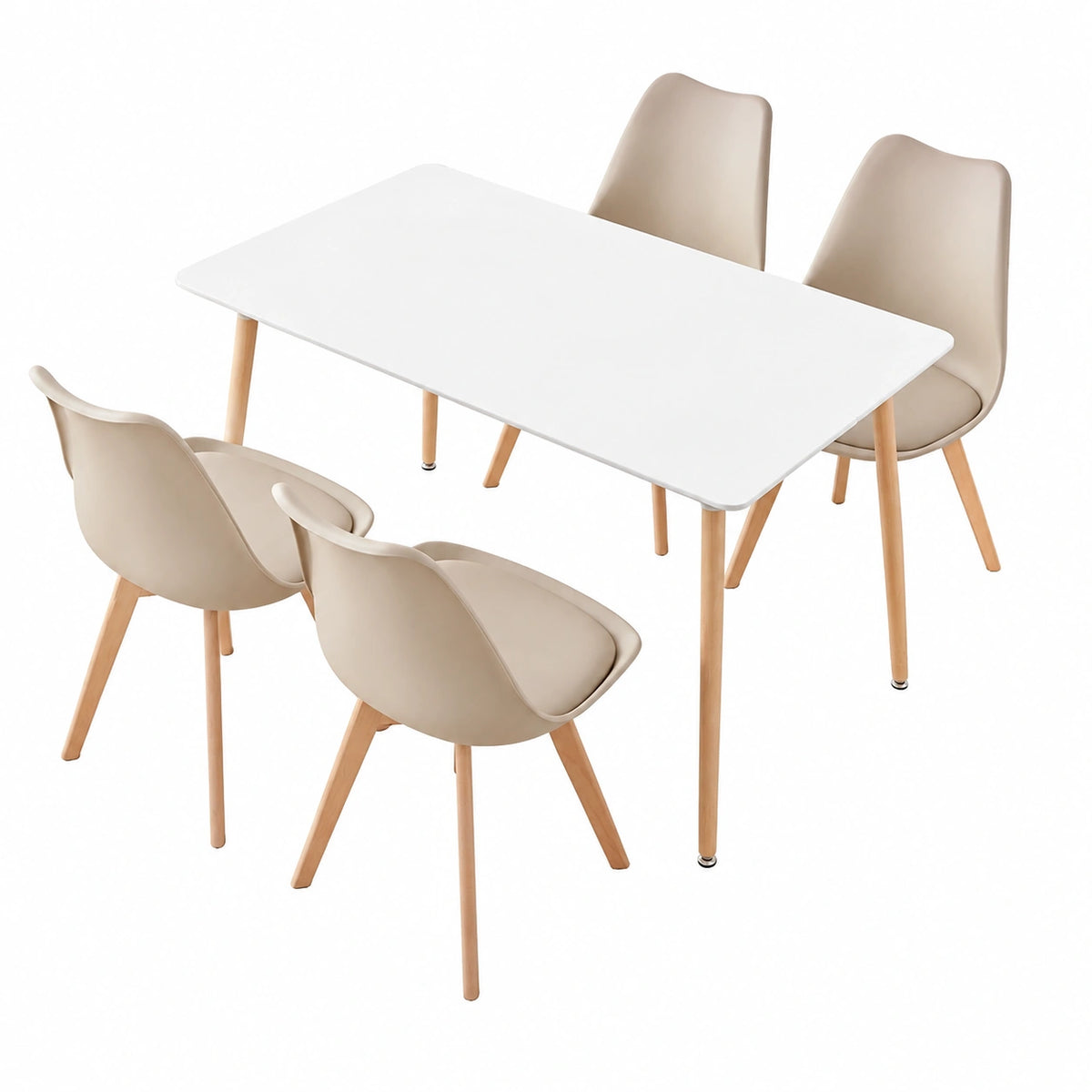 Bureau, avec 4 chaises, rembourré, coloris beige, pour l’espace de travail
