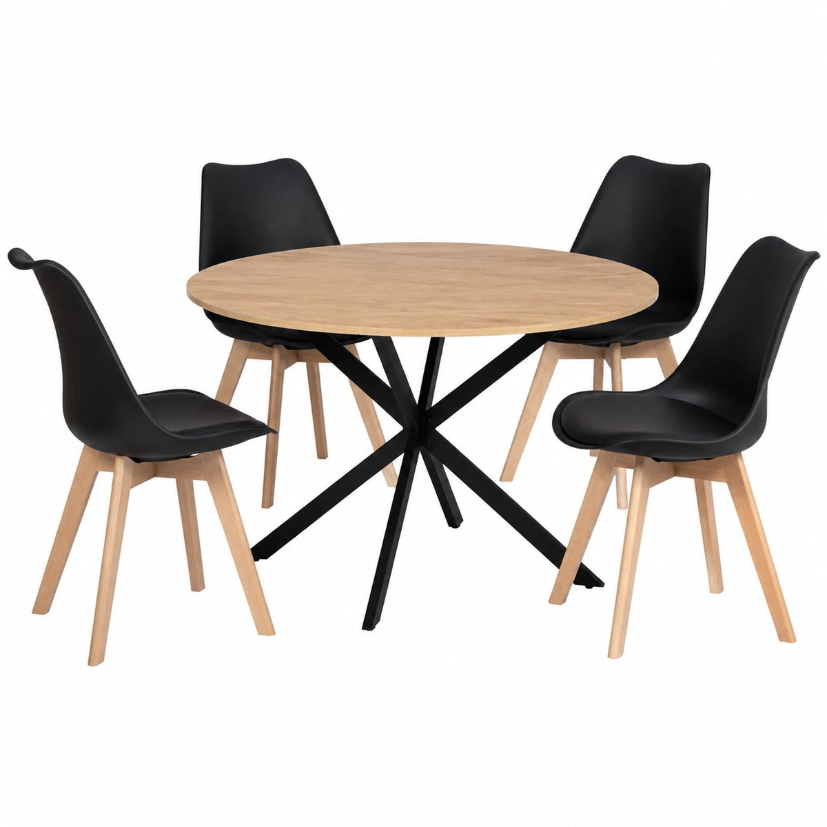 Table à manger, avec 4 chaises, coloris noir, pour la salle à manger
