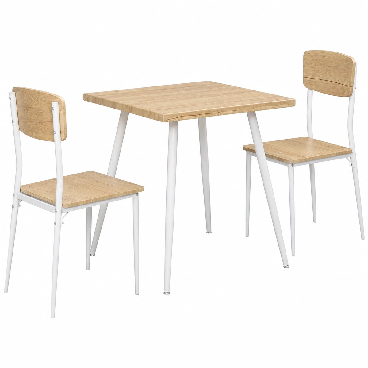 Table à manger, 3 pièces, coloris blanc et naturel, pour la salle à manger