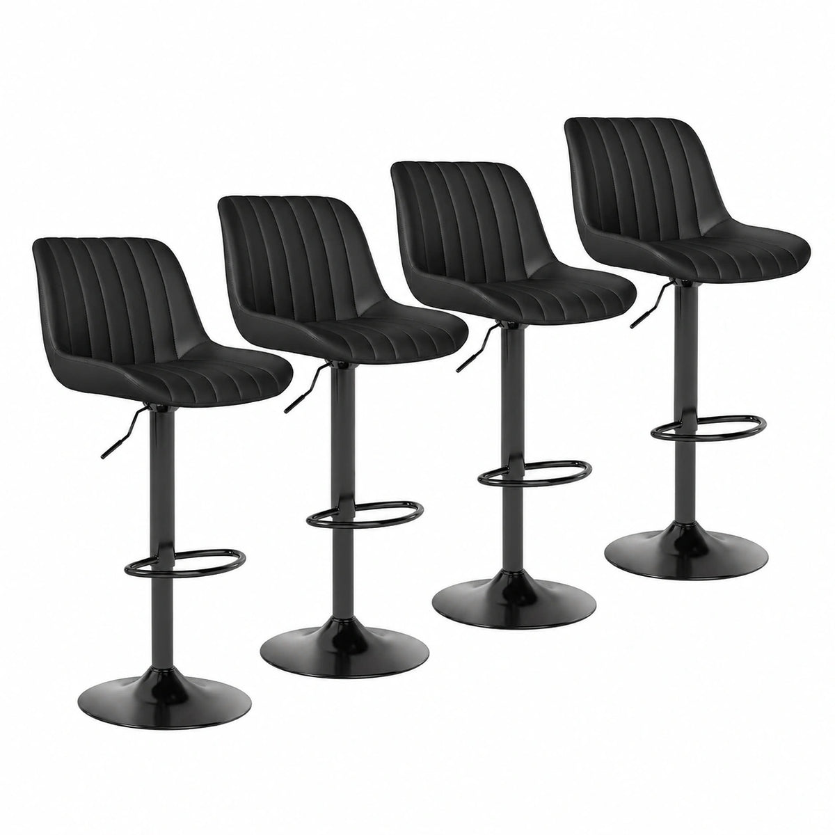 Chaise, pivotant, réglable, en cuir, coloris noir, pour la salle à manger ou la cuisine