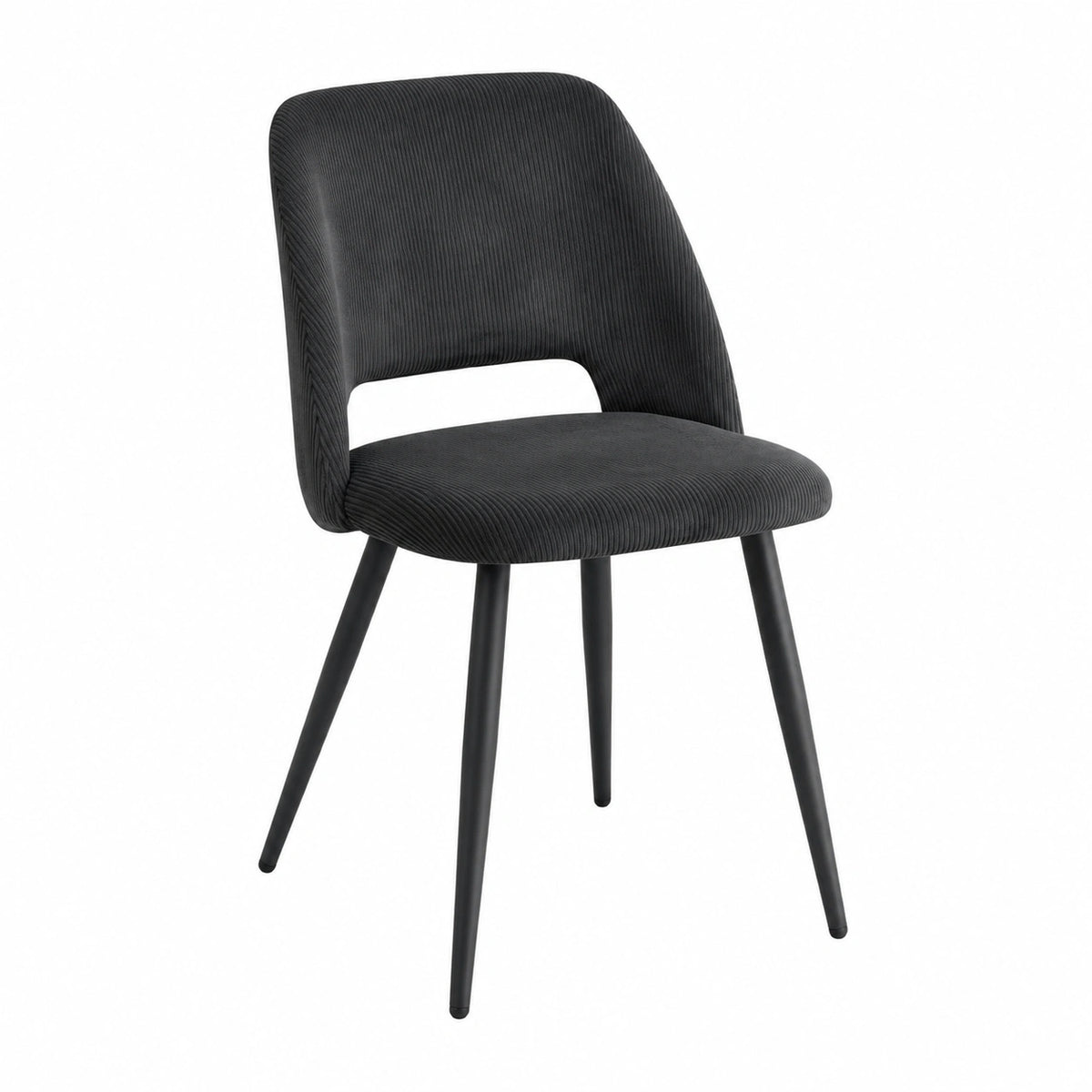 Chaise, en velours côtelé, rembourré, coloris noir, pour la salle à manger ou la cuisine