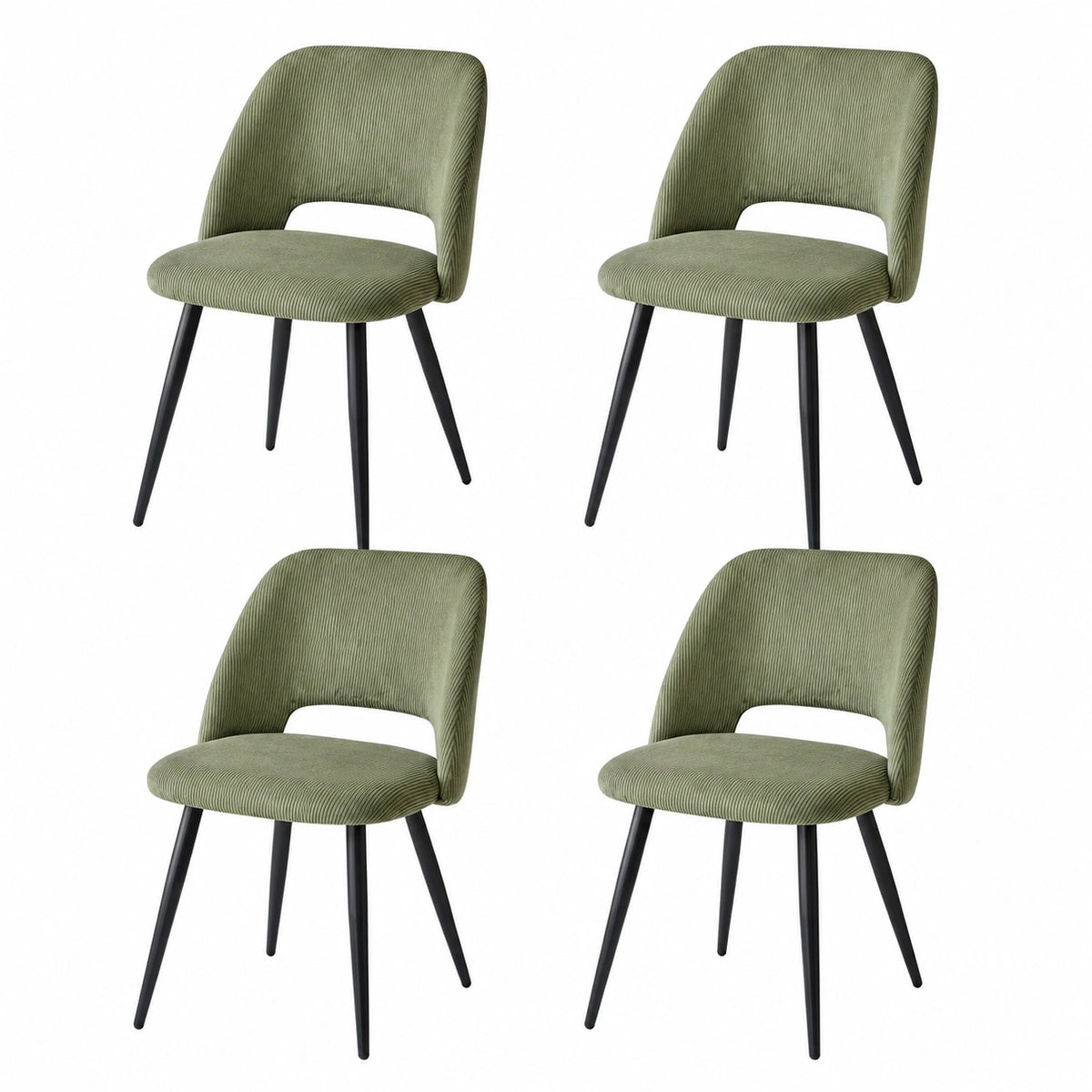 Chaise, rembourré, en velours côtelé, coloris vert, pour la salle à manger ou la cuisine