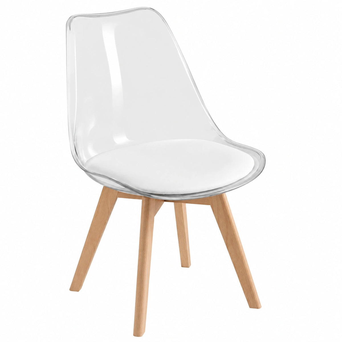 Chaise, en cuir, avec coussin, coloris blanc, pour la salle à manger ou la cuisine