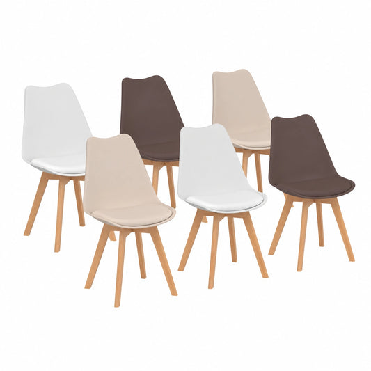 Chaise, coloris blanc et beige, pour la salle à manger ou la cuisine