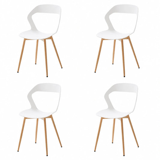 Chaise, en métal, coloris blanc et naturel, pour la salle à manger ou la cuisine