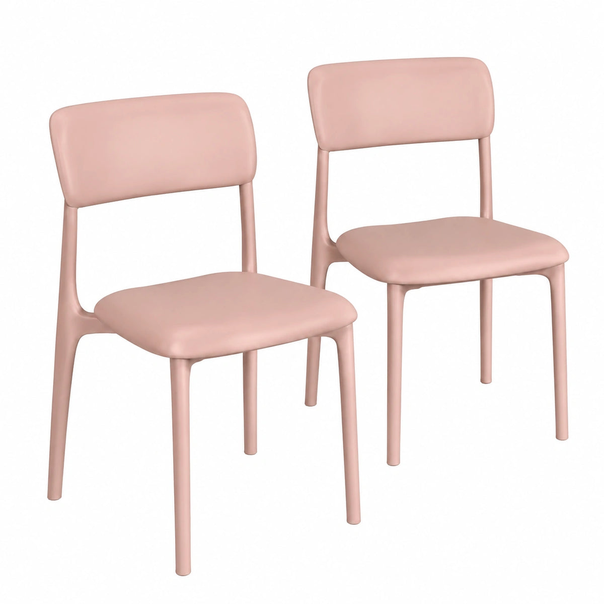 Chaise, en cuir, avec coussin, rembourré, coloris rose, pour la salle à manger ou la cuisine