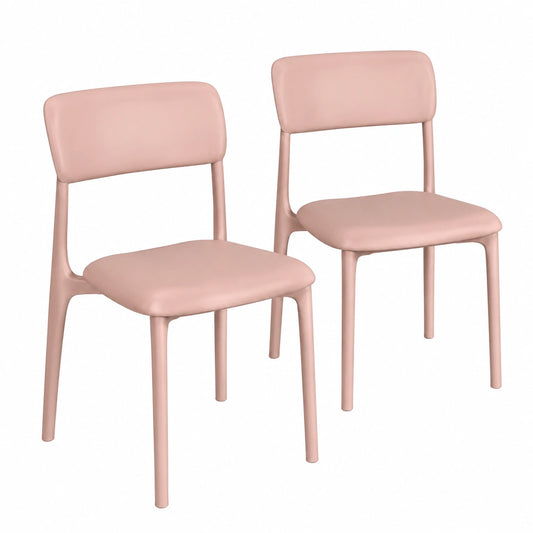 Chaise, en cuir, avec coussin, rembourré, coloris rose, pour la salle à manger ou la cuisine
