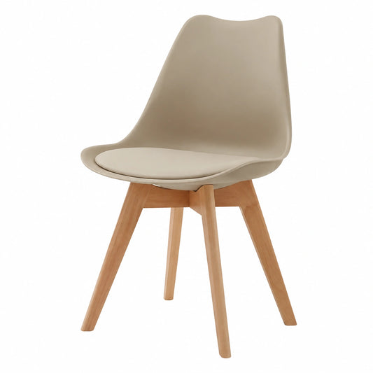 Chaise, en bois massif, coloris beige, pour la salle à manger ou la cuisine