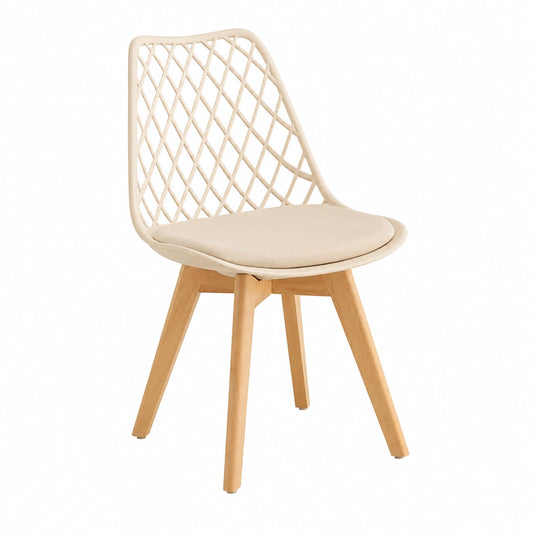 Chaise, en similicuir, coloris beige, pour la salle à manger ou la cuisine
