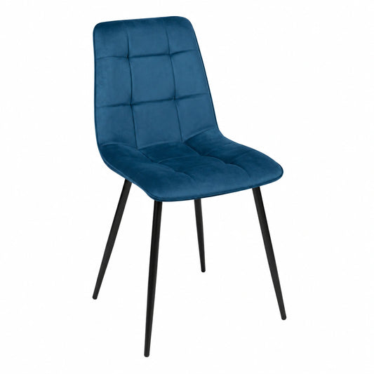 Chaise, en velours, coloris gris et bleu, pour la salle à manger ou la cuisine
