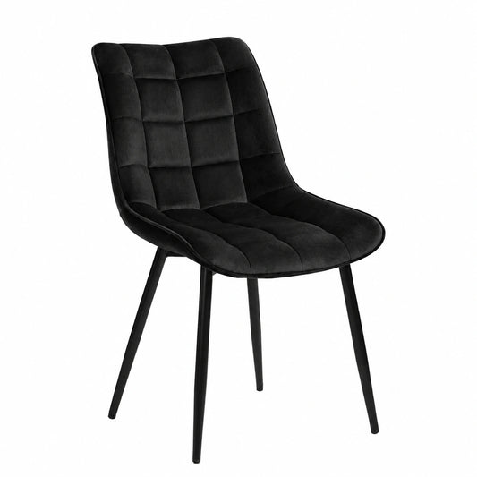 Chaise, en velours, coloris noir, pour la salle à manger ou la cuisine