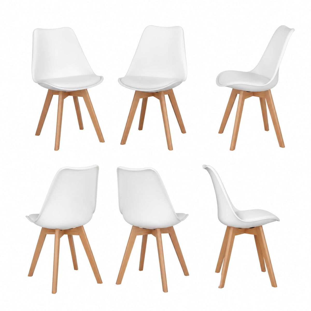 Chaise, avec coussin, en bois massif, coloris blanc, pour la salle à manger ou la cuisine