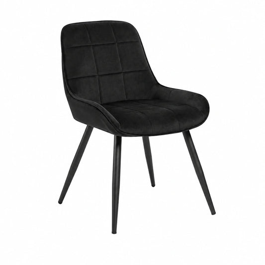 Chaise, en velours, coloris noir, pour la salle à manger ou la cuisine