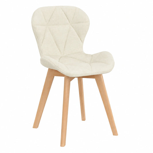 Chaise, en tissu, coloris gris et beige, pour la salle à manger ou la cuisine