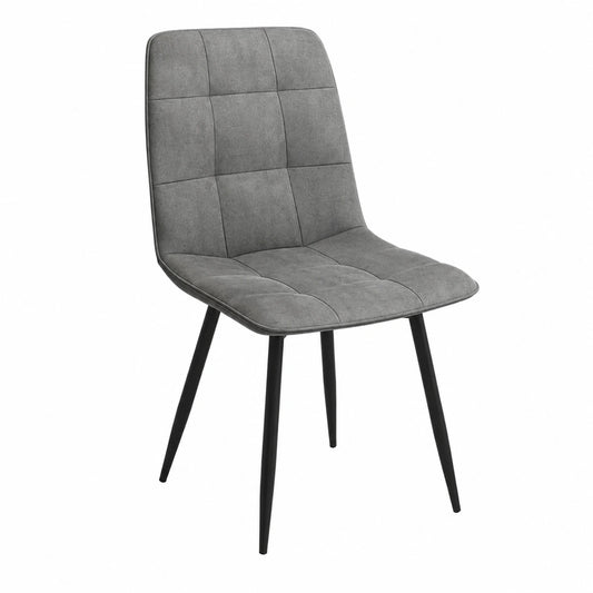 Chaise, en velours, coloris gris et bleu, pour la salle à manger ou la cuisine