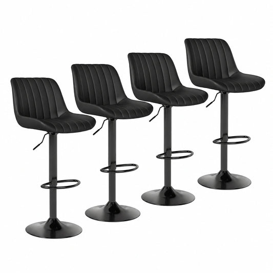 Chaise, pivotant, réglable, en cuir, coloris noir, pour la salle à manger ou la cuisine