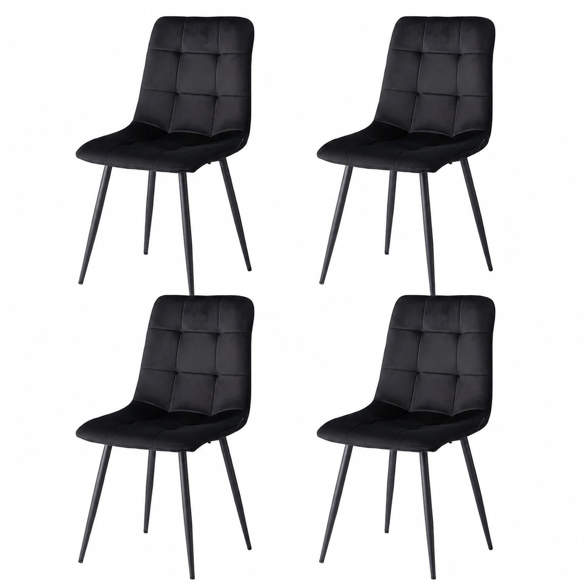 Chaise, rembourré, en métal et velours, coloris noir, pour la salle à manger ou la cuisine