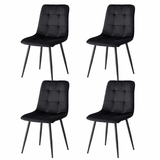 Chaise, rembourré, en métal et velours, coloris noir, pour la salle à manger ou la cuisine