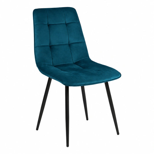 Chaise, en velours, coloris bleu et rose, pour la salle à manger ou la cuisine