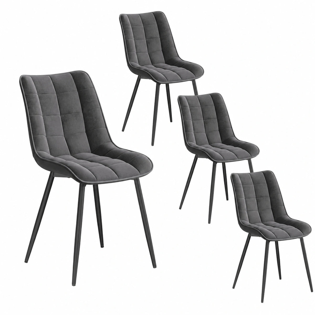 Chaise, en velours, coloris gris, pour la salle à manger ou la cuisine