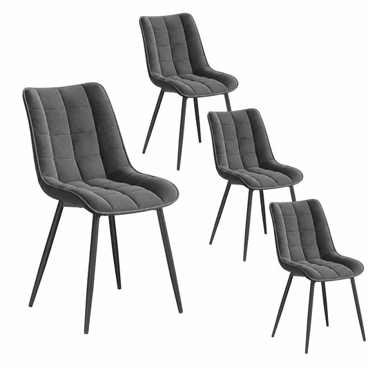 Chaise, en velours, coloris gris, pour la salle à manger ou la cuisine