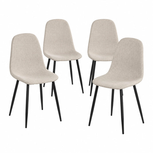Chaise, en métal et tissu, coloris noir et beige, pour la salle à manger ou la cuisine