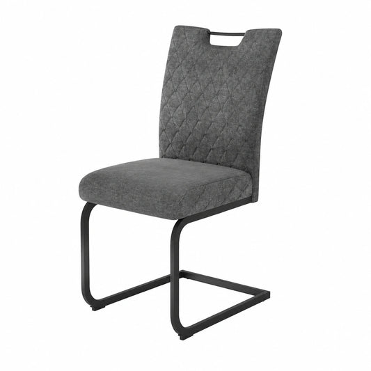 Chaise, 2 pièces, rembourré, coloris noir et gris, pour la salle à manger ou la cuisine