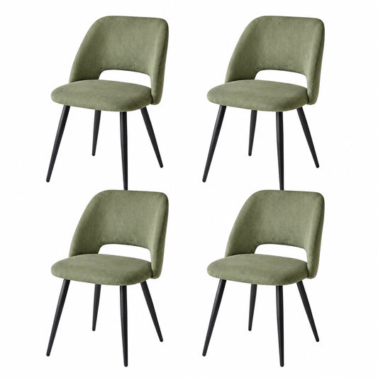 Chaise, rembourré, en velours côtelé, coloris vert, pour la salle à manger ou la cuisine