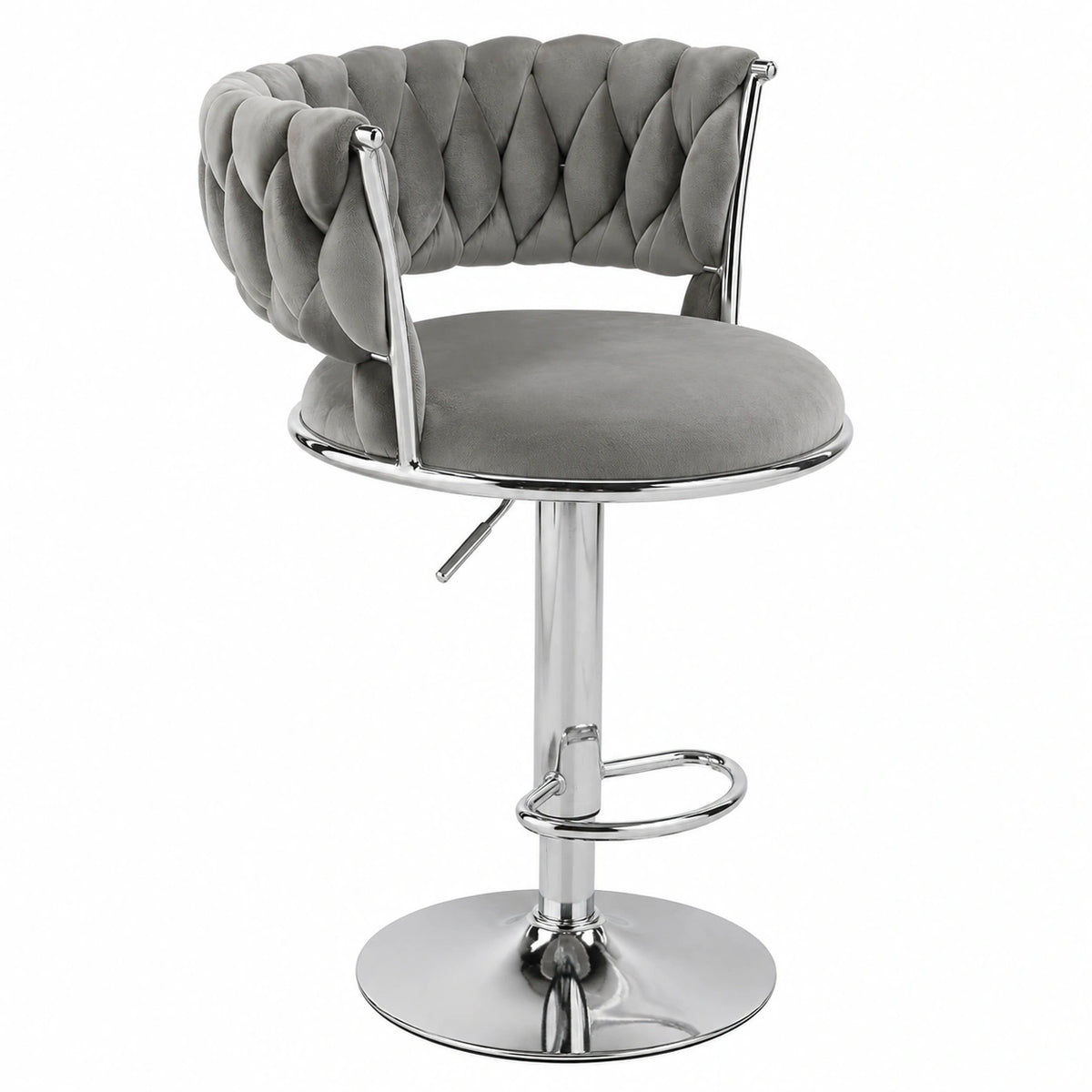 Tabouret, en velours, coloris gris, pour la cuisine ou l’espace repas