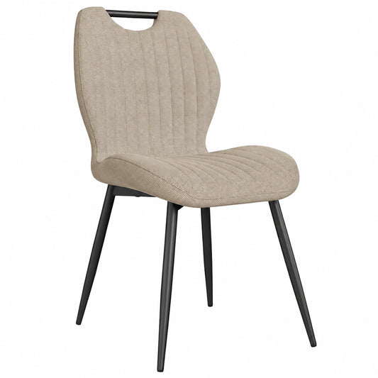 Chaise, en métal et tissu, coloris gris et brun, pour la salle à manger ou la cuisine