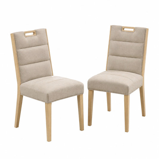 Chaise, en lin, coloris beige, pour la salle à manger ou la cuisine